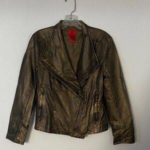 V Cristina Shimmering Bronze Leather Jacket